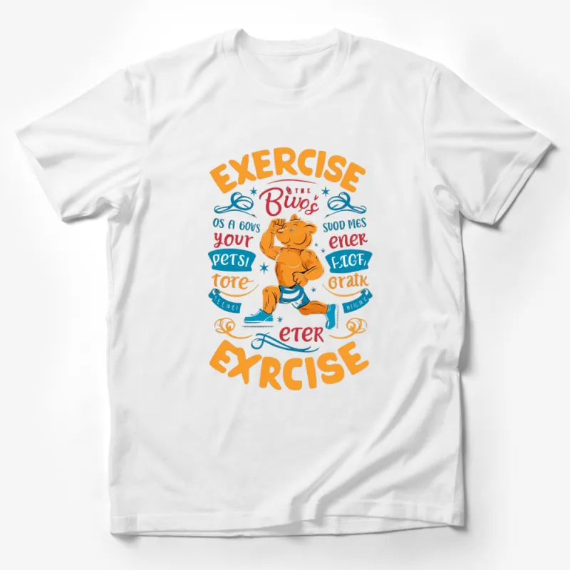 Exercise Bear T-Shirt, Motivational Workout Tee, Fitness Animal Shirt, Cute Gym Apparel, Gift for Fitness Lovers Male T-Shirt