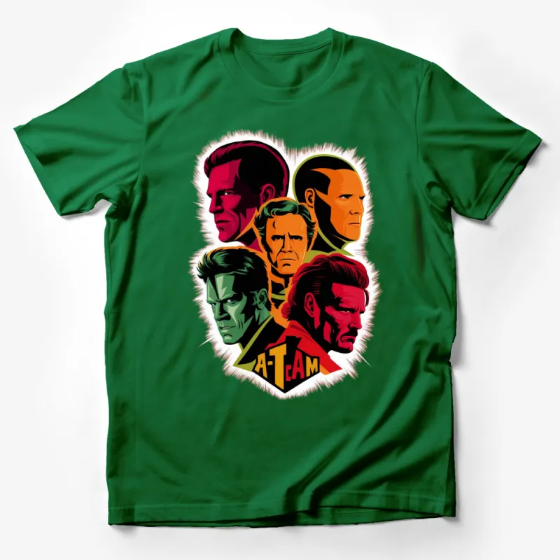 Vintage A-Team TV Show T-Shirt, Retro 1980s Action Series, Classic Character Faces Tee Male T-Shirt