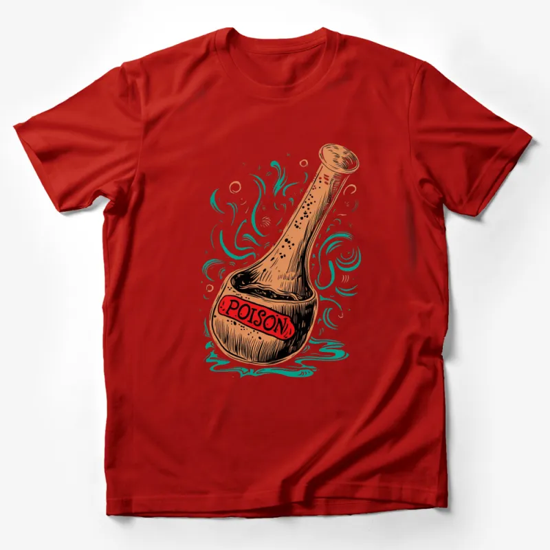 Vintage Poison Bottle Graphic T-Shirt, Retro Halloween Witchy Tee, Unique Unisex Casual Wear Male T-Shirt