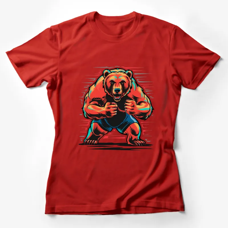 Men's Graphic T-Shirt with Bold Colorful Bear Design, Casual Sports Style Shirt Female T-Shirt