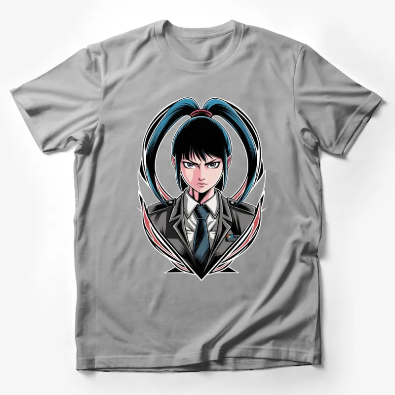 Unique Anime Girl T-Shirt, Cool Manga Character with Blue Accents, Stylish Teen Fashion, Gift Idea for Anime Lovers Male T-Shirt