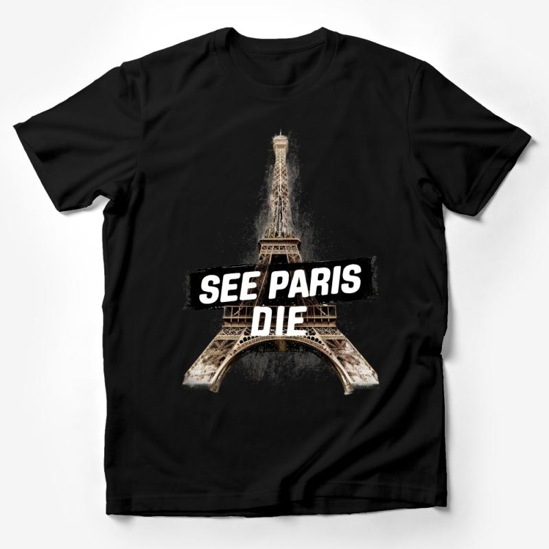 Eiffel Tower Graphic T-Shirt, Vintage Paris Splash Art, Urban Style Tee, Travel Lover Gift, See Paris Die Expression Apparel Male T-Shirt