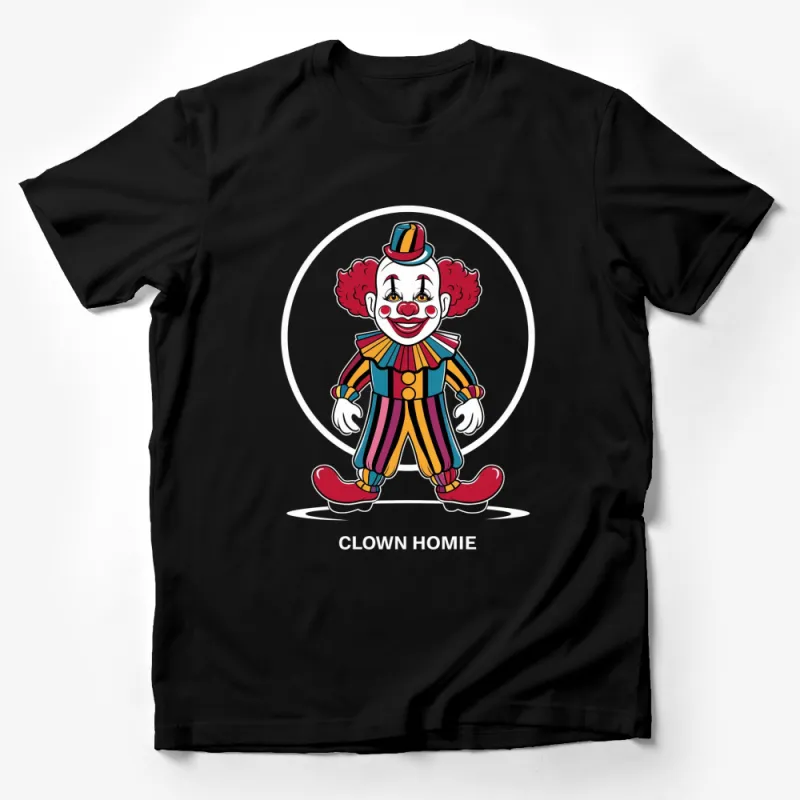 Colorful Clown T-Shirt, Vintage Circus Style Tee, Funny Clown Homie Graphic Shirt, Unisex Kids and Adults Male T-Shirt