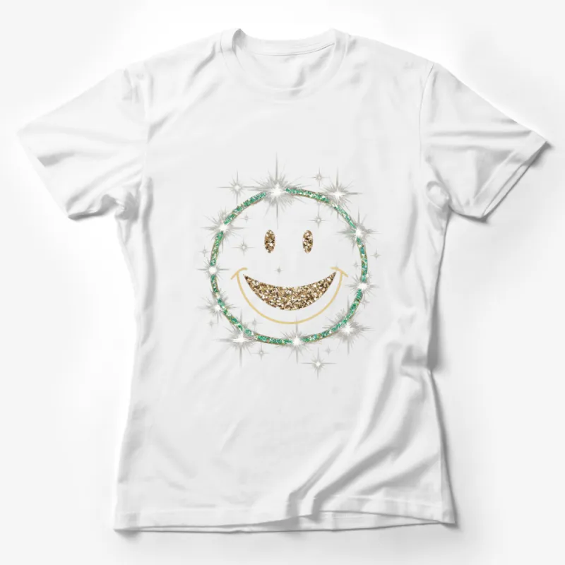 Sparkling Smile T-Shirt, Glittering Gold and Silver Smile Face, Unisex Graphic Tee for All Occasions Female T-Shirt