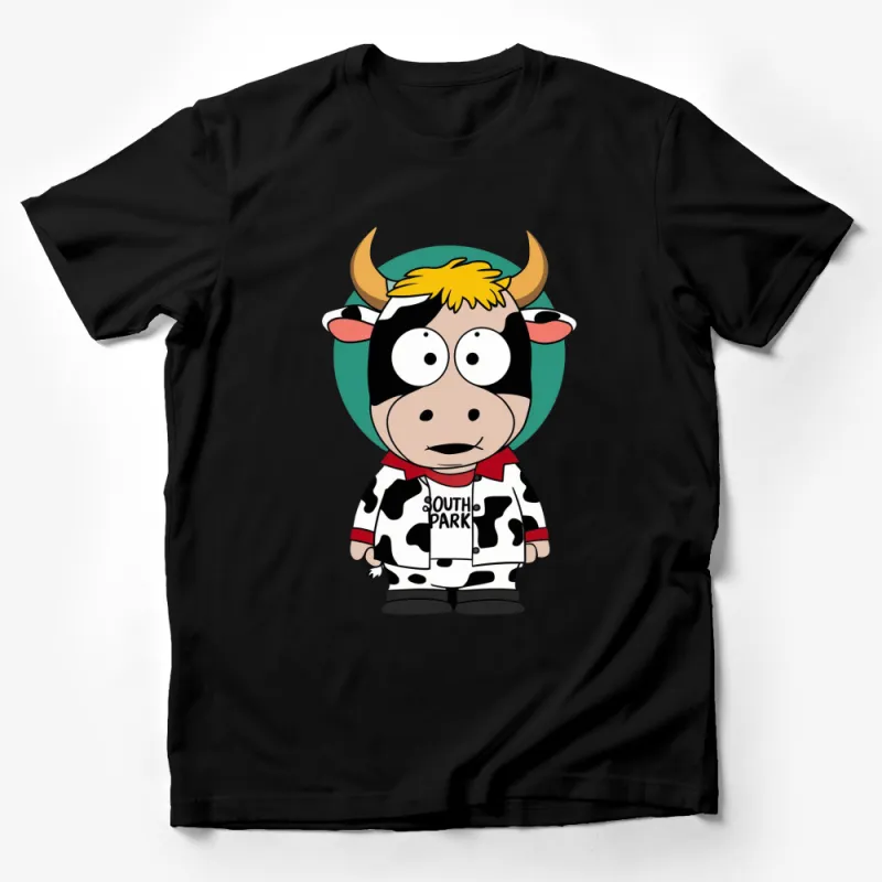 South Park Inspired Cow Costume Cartoon Character T-Shirt, Funny Animal Print Tee, Unisex Casual Outfit Male T-Shirt