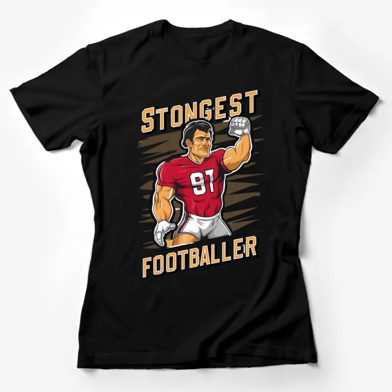 Strongest Footballer T-Shirt, Muscular Athlete Graphic Tee, Red Sports Shirt, Men's Athletic Wear, Fitness Apparel Size S-XXL Female T-Shirt