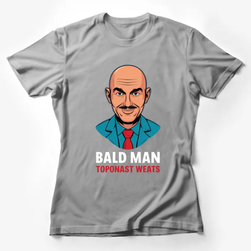 Bald Man Cartoon Graphic T-Shirt, Funny Character, Cool Illustrated Menswear Female T-Shirt