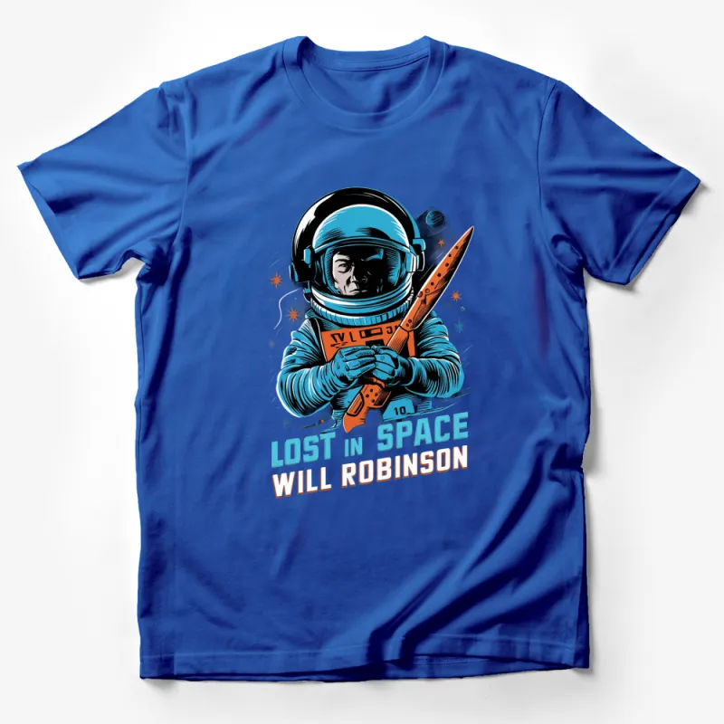 Retro Astronaut T-Shirt, Lost in Space Will Robinson Design, Vintage Space Tee, Unisex Male T-Shirt