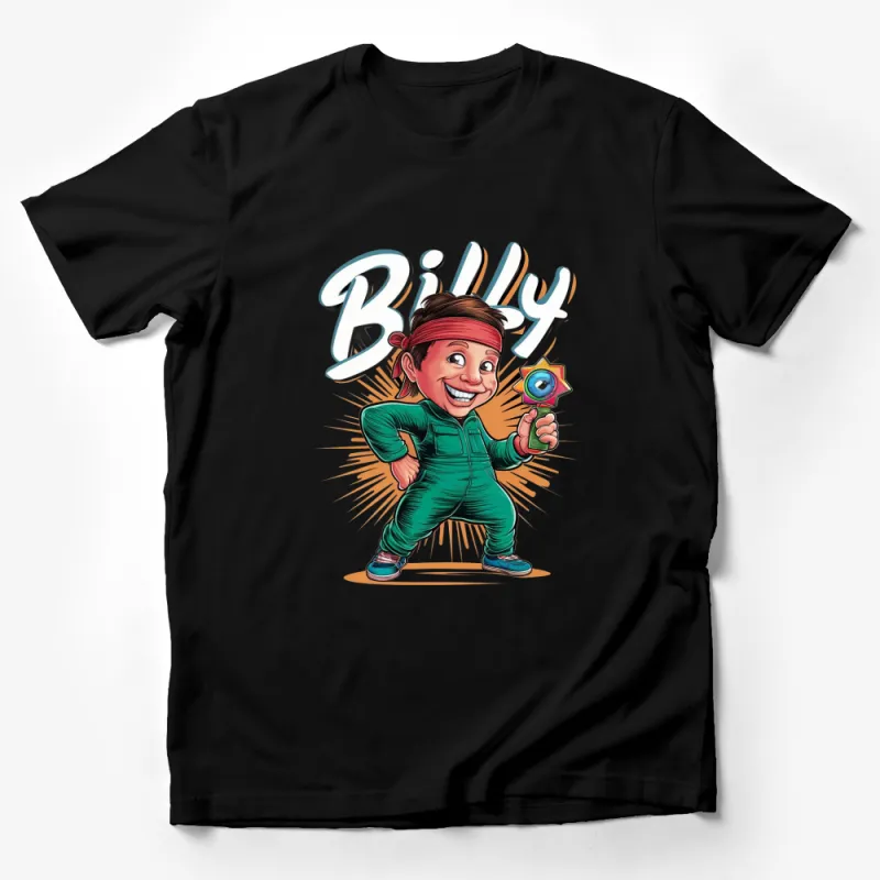 Vibrant Cartoon Billy Graphic T-Shirt, Boys Girls Casual Tee, Bright Colorful Kids Fashion, Youth Trendy Top, Fun Character Shirt Male T-Shirt