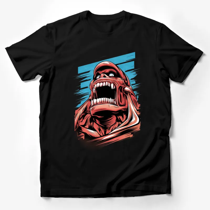 Men's Graphic Tee, Red Monster Print, Urban Style Streetwear, Bold Artwork, Modern Fashion T-Shirt Male T-Shirt