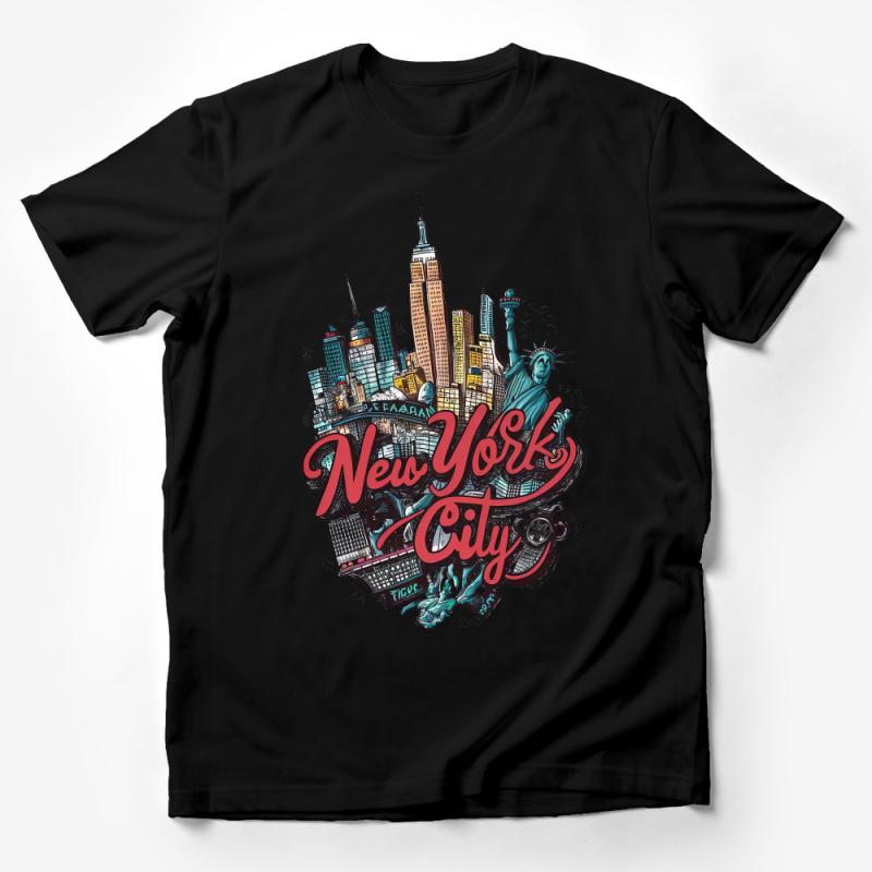 New York City T-Shirt, Urban Skyline and Statue of Liberty Graphic Tee, Trendy NYC Travel Top, Unisex Fashion Shirt Male T-Shirt