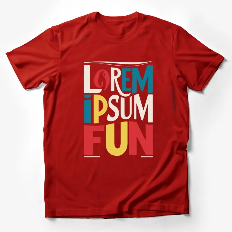 Colorful Lorem Ipsum Fun Graphic T-Shirt, Vibrant Text Design, Casual Wear Male T-Shirt