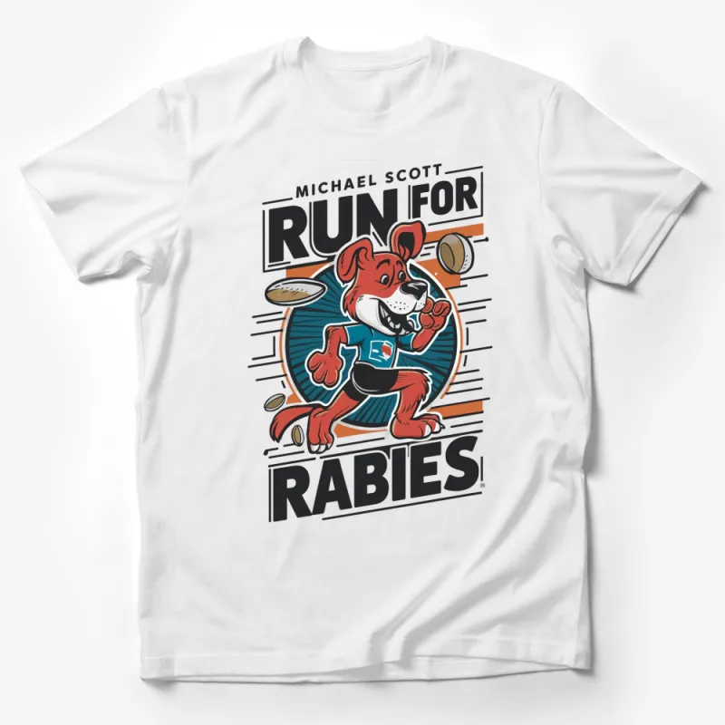 Michael Scott Run for Rabies T-Shirt, Funny TV Show Graphic Tee, Unisex Cotton Shirt Male T-Shirt