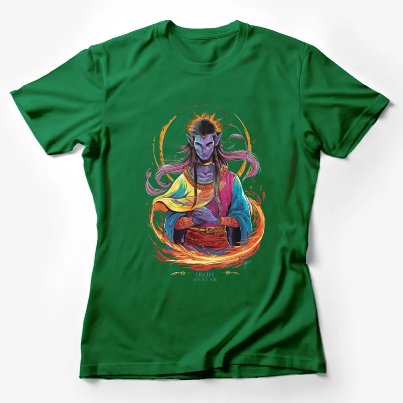 Avatar Inspired Fantasy T-Shirt, Colorful Elemental Design, Unique Iroh Graphic Tee, Unisex Female T-Shirt