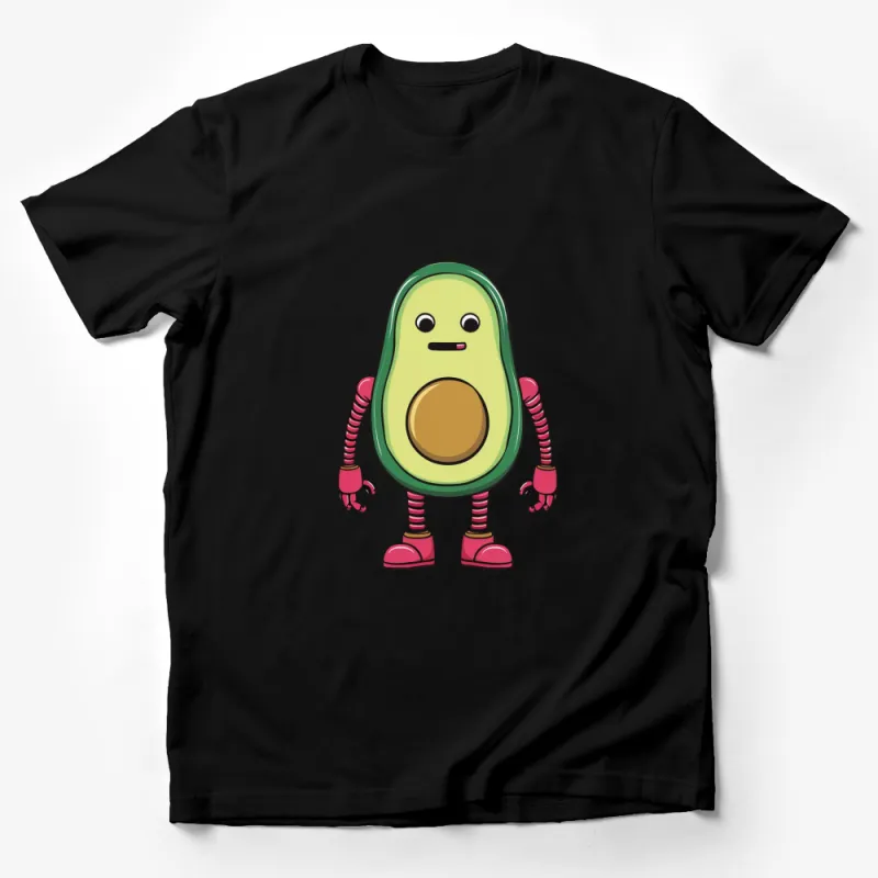 Cute Avocado Robot Cartoon T-Shirt, Fun Quirky Food Character, Unisex Graphic Tee Male T-Shirt