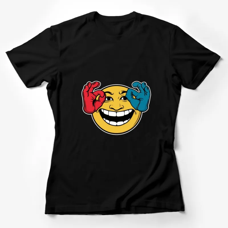 Cool Smiley Face T-Shirt, Fun Emoji Tee, Casual Graphic Shirt for All Ages, Unisex Clothing Female T-Shirt