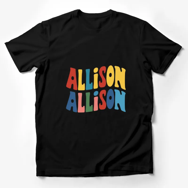 Colorful Allison Name T-Shirt, Fun Typography Kids' Tee, Bright Colored Casual Wear Male T-Shirt