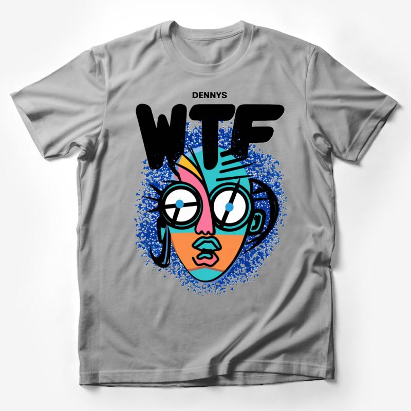 Colorful Pop Art Face T-Shirt, Quirky WTF Expression Tee, Unisex Graphic Shirt, Street Style Clothing, Fashion Top, Unique Gift Idea Male T-Shirt