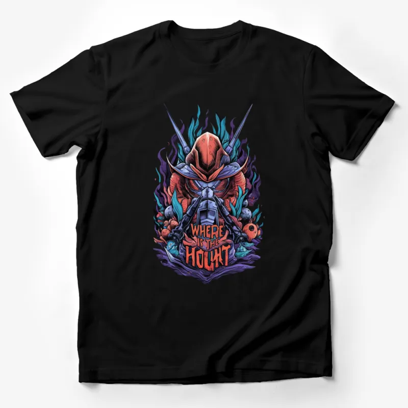 Unique Haunt Skull T-Shirt, Mystical Flames and Crystals, Bold Graphic Tee, Unisex Fashion Male T-Shirt