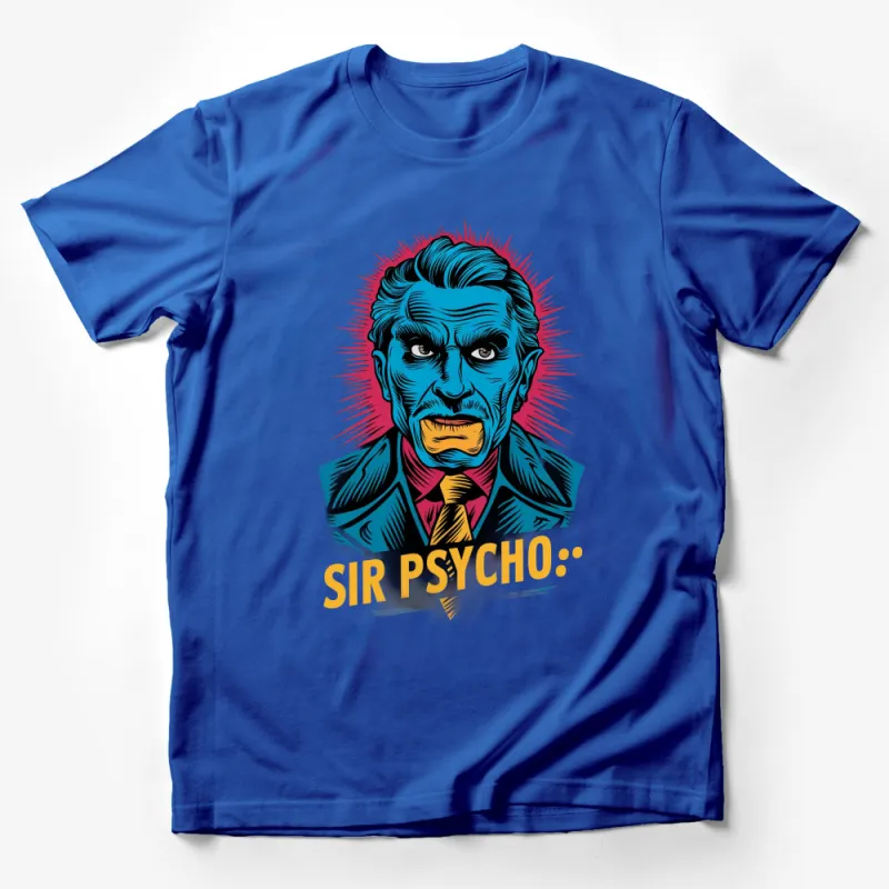 Retro Pop Art Sir Psycho Colorful Graphic T-Shirt, Bold Fashion Statement Tee, Unisex Male T-Shirt