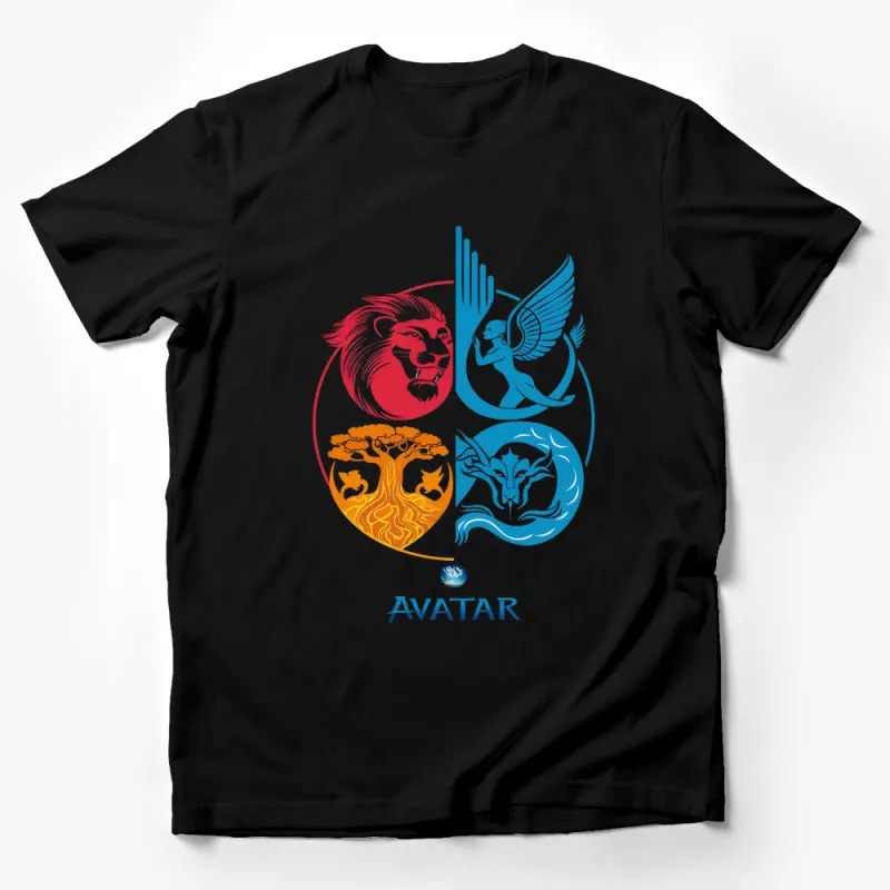 Avatar Inspired T-Shirt, Four Nations Elemental Symbols Tee, Unisex Graphic Shirt Male T-Shirt