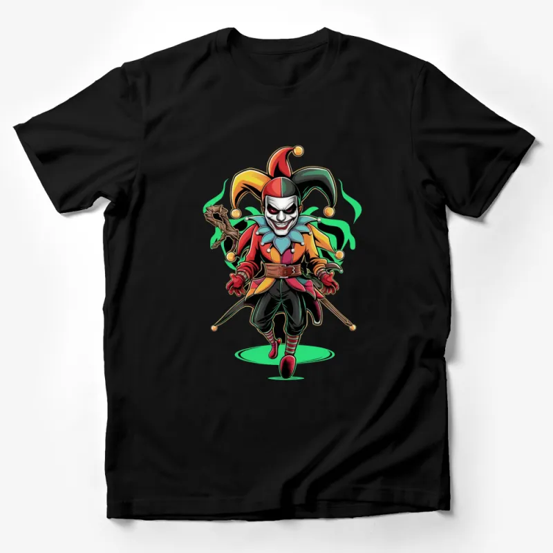 Men's Jester T-Shirt, Colorful Clown Graphic Tee, Unique Circus Theme Apparel Male T-Shirt