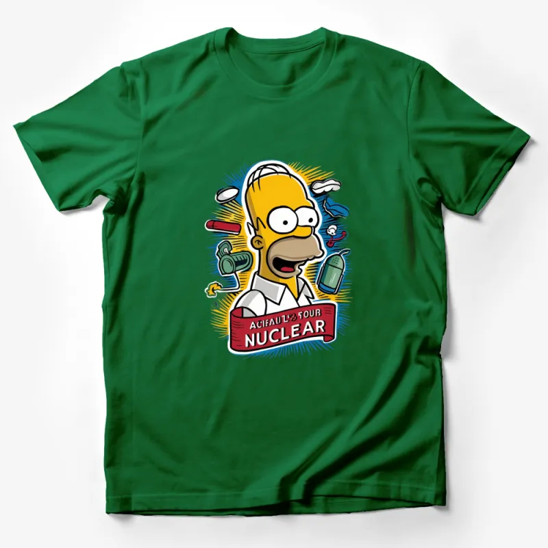 Homer Nuclear Power Cartoon T-Shirt, Funny TV Show Character Shirt, Casual Graphic Tee, Colorful Men's and Women's Top Male T-Shirt