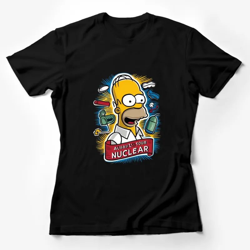 Homer Nuclear Power Cartoon T-Shirt, Funny TV Show Character Shirt, Casual Graphic Tee, Colorful Men's and Women's Top Female T-Shirt