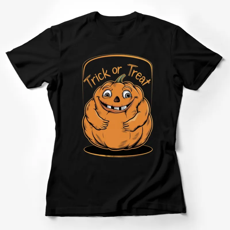 Cute Pumpkin Trick or Treat Halloween T-Shirt, Fall Festival Graphic Tee, Spooky Fun Apparel for All Ages Female T-Shirt