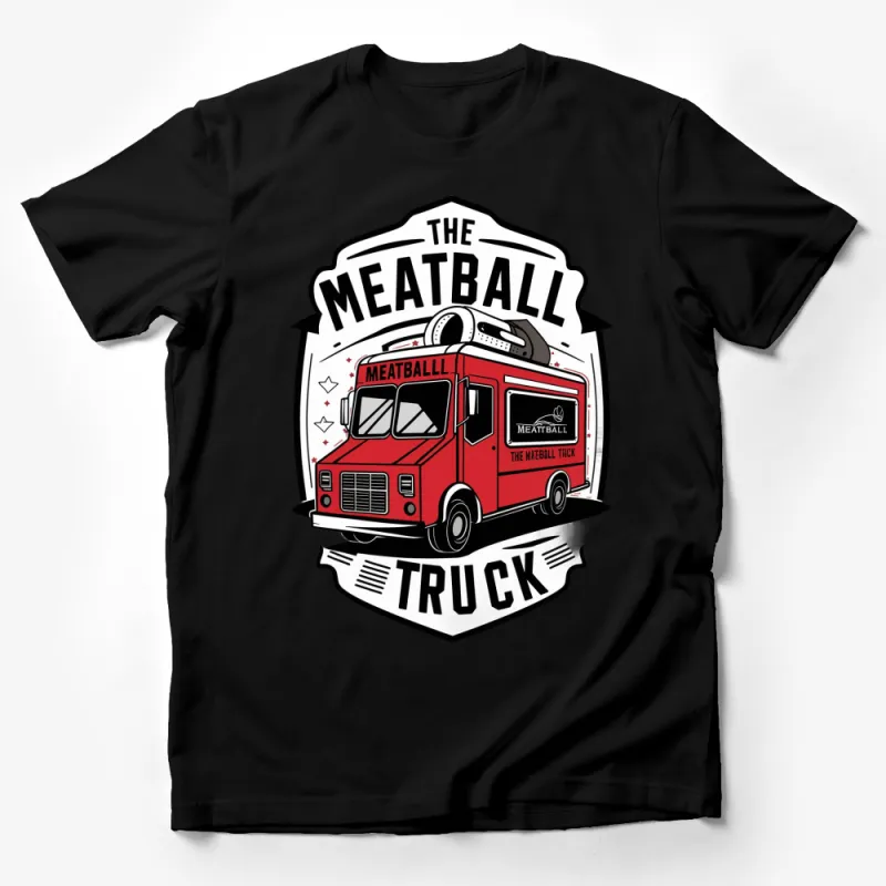 Retro Meatball Truck T-Shirt, Vintage Food Truck Graphic Tee, Unisex Casual Streetwear Male T-Shirt