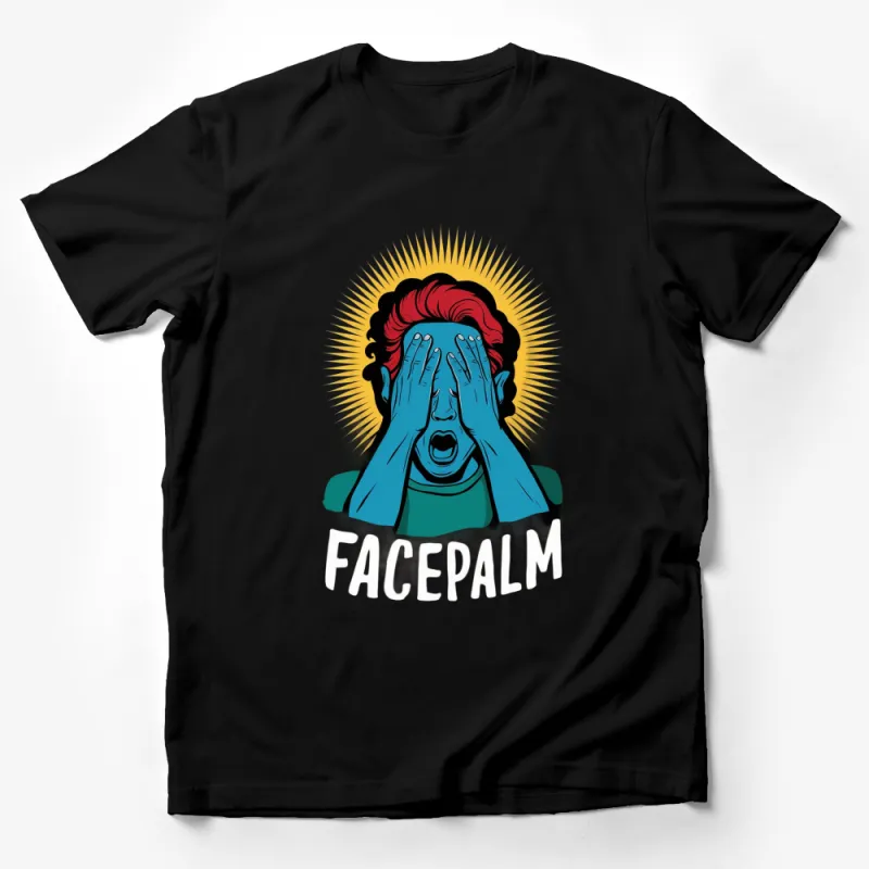 Facepalm Graphic T-Shirt, Funny Reaction Meme Tee, Unisex Adult Clothing, Bold Colorful Design Male T-Shirt