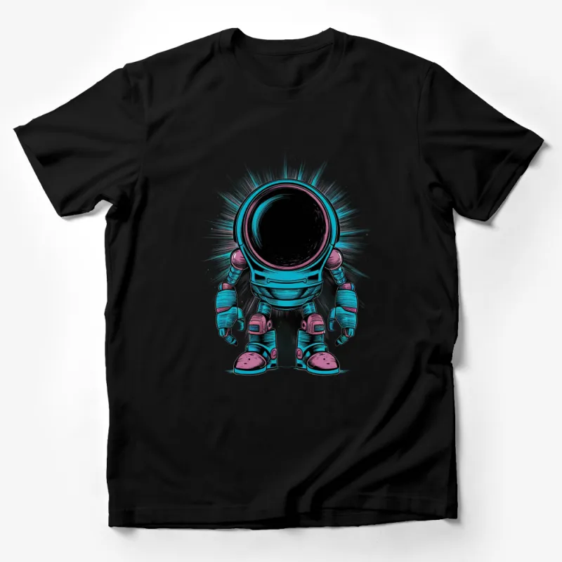 Retro Space Astronaut T-Shirt, Vibrant Colors, Unique Cosmic Design, Men Women Casual Wear Male T-Shirt