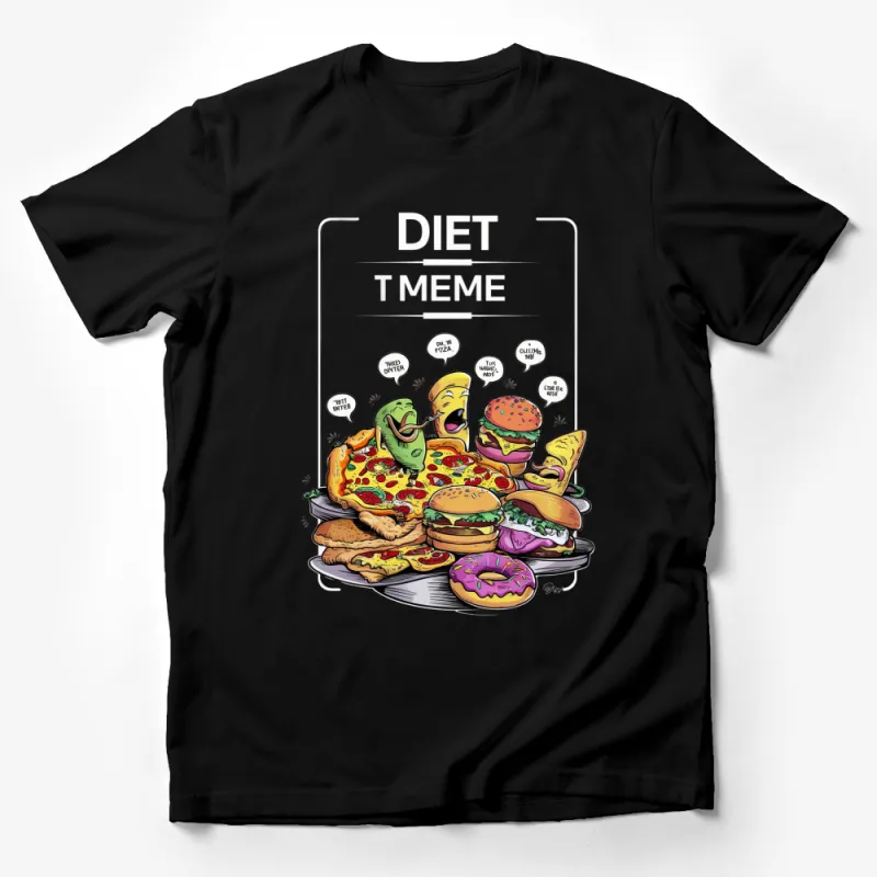 Funny Diet Meme T-Shirt Colorful Food Junkie Pizza Burger Donut Lover Tee Male T-Shirt