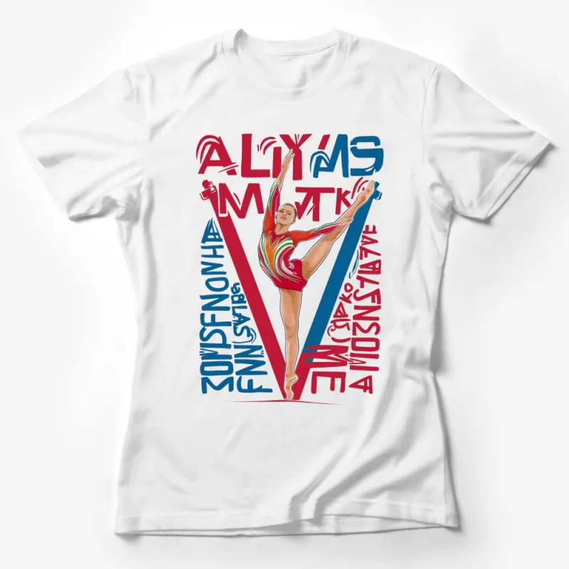 Colorful Gymnast Artistic T-Shirt, Bold Typography, Gymnastics Lover Gift, Unique Graphic Tee for All Ages Female T-Shirt