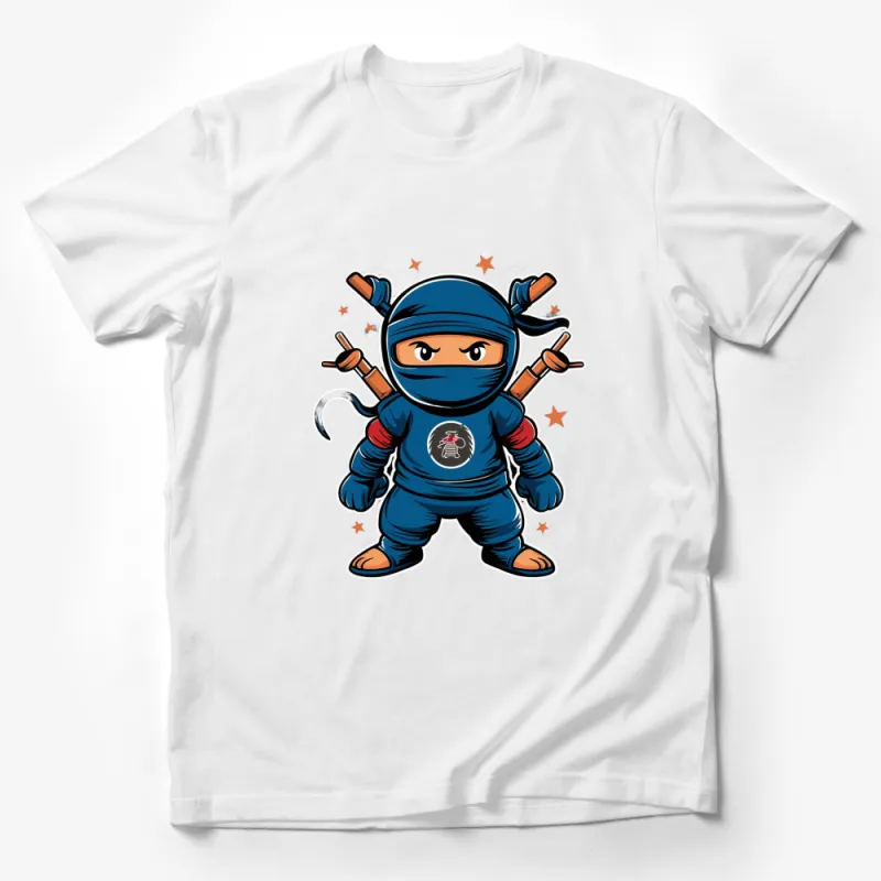 Cute Ninja Cartoon T-Shirt, Kids Ninja Warrior Tee, Fun Graphic Shirt for Children Male T-Shirt