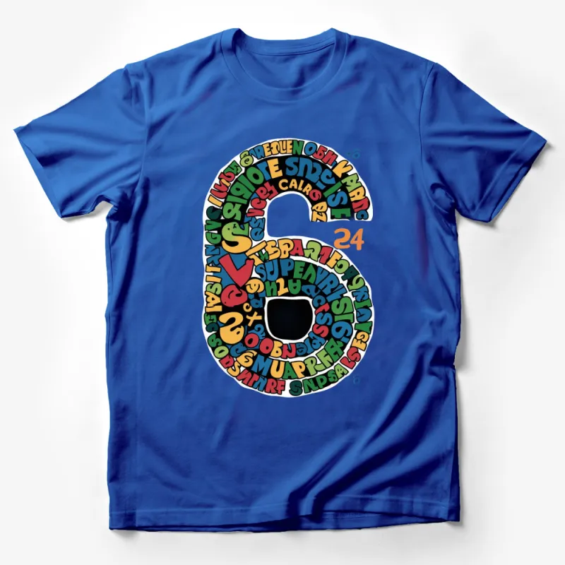 Colorful Alphabet Letters Graphic T-Shirt, Fun Typography Art Print, Casual Cotton Tee for All Ages Male T-Shirt