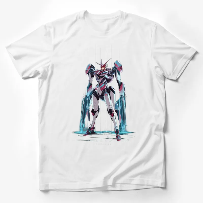 Neon Genesis Evangelion Asuka Langley Soryu Robot Anime T-Shirt, Mech Design, Red and Blue Male T-Shirt