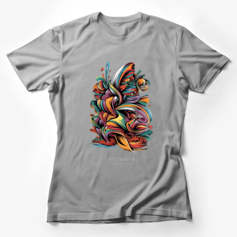 Abstract Colorful Swirl Design T-Shirt, Vibrant Artistic Graphic Tee, Unisex Casual Wear Female T-Shirt