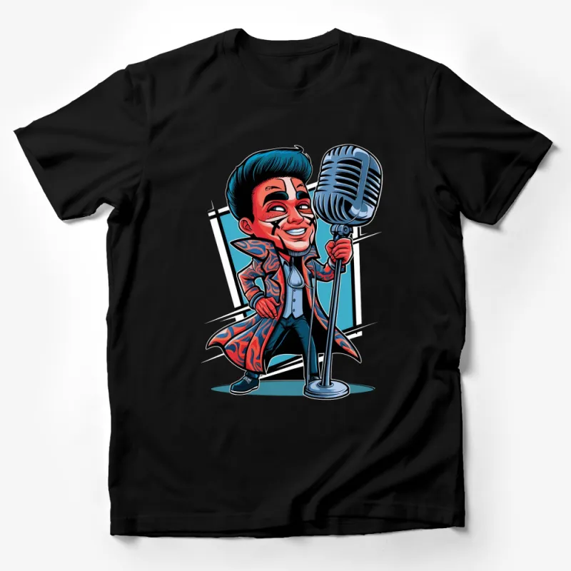 Colorful Pop Art Singer Cartoon T-Shirt, Vintage Microphone Graphic Tee, Music Lover Gift, Men's Women's Unisex Shirt Male T-Shirt