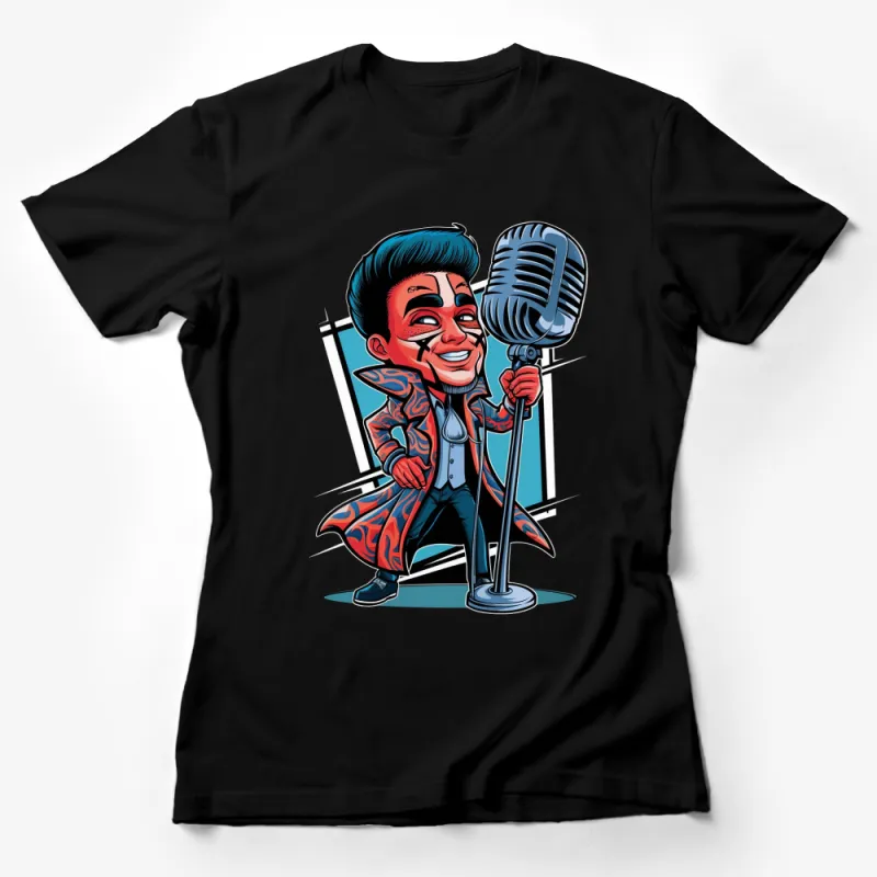 Colorful Pop Art Singer Cartoon T-Shirt, Vintage Microphone Graphic Tee, Music Lover Gift, Men's Women's Unisex Shirt Female T-Shirt