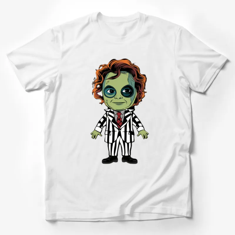 Unique Monster Character Graphic Tee, Bold Cartoon Style, Striped Suit, Vibrant Kids and Adults T-Shirt Male T-Shirt