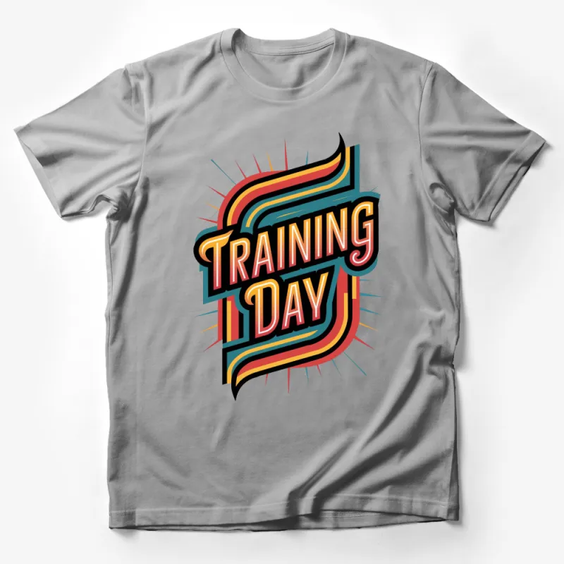 Training Day Retro Style Graphic T-Shirt, Bold Colorful Typography, Vintage Inspired Unisex Tee Male T-Shirt