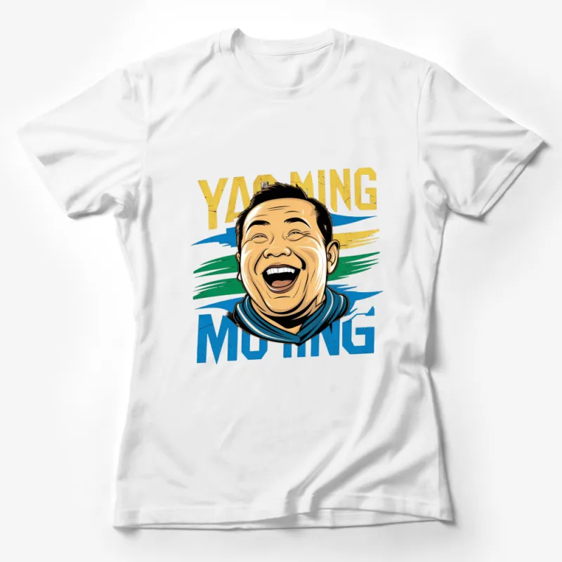 Yao Ming Meme T-Shirt, Fun Graphic Tee, Colorful Cartoon Portrait, Humorous Casual Wear Female T-Shirt