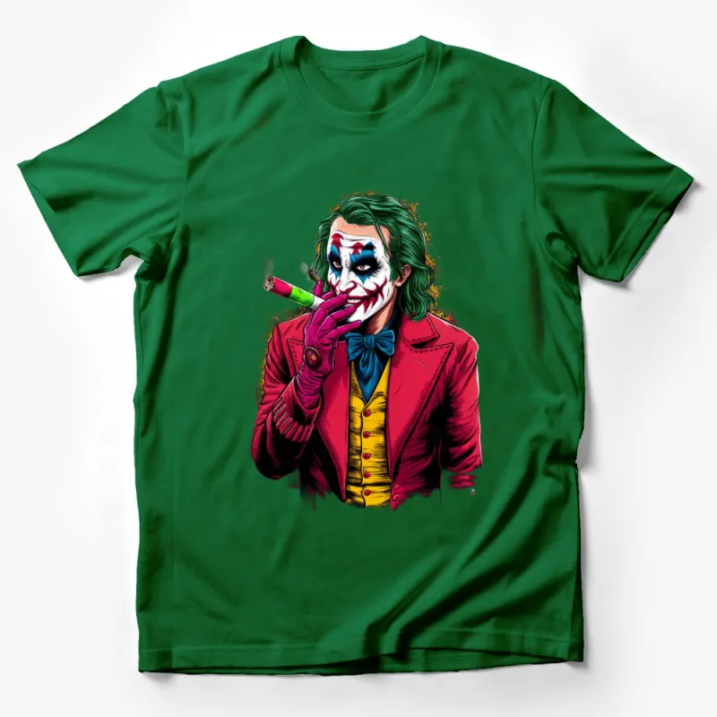 Joker Inspired Graphic T-Shirt, Colorful Comic Villain Print, Casual Cool Pop Art Tee, Unisex Top Male T-Shirt