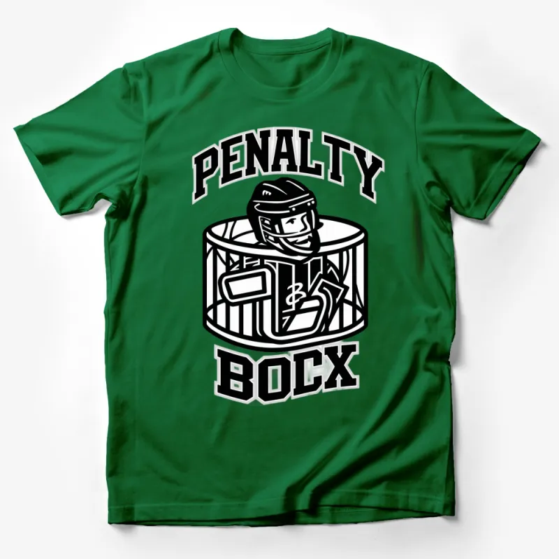 Trendy Hockey Penalty Box T-Shirt, Graphic Tee for Sports Fans, Bold Black and White Design Male T-Shirt