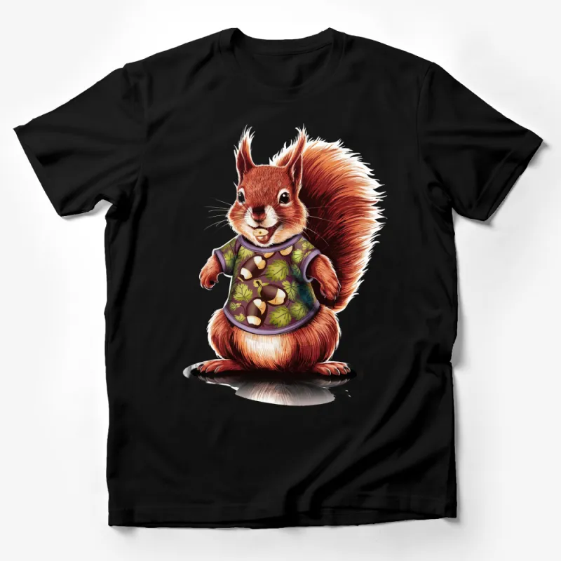 Cute Squirrel Graphic Tee, Autumn Nature Inspired, Casual Animal Print T-shirt, Unisex Top, Gift for Nature Lovers Male T-Shirt