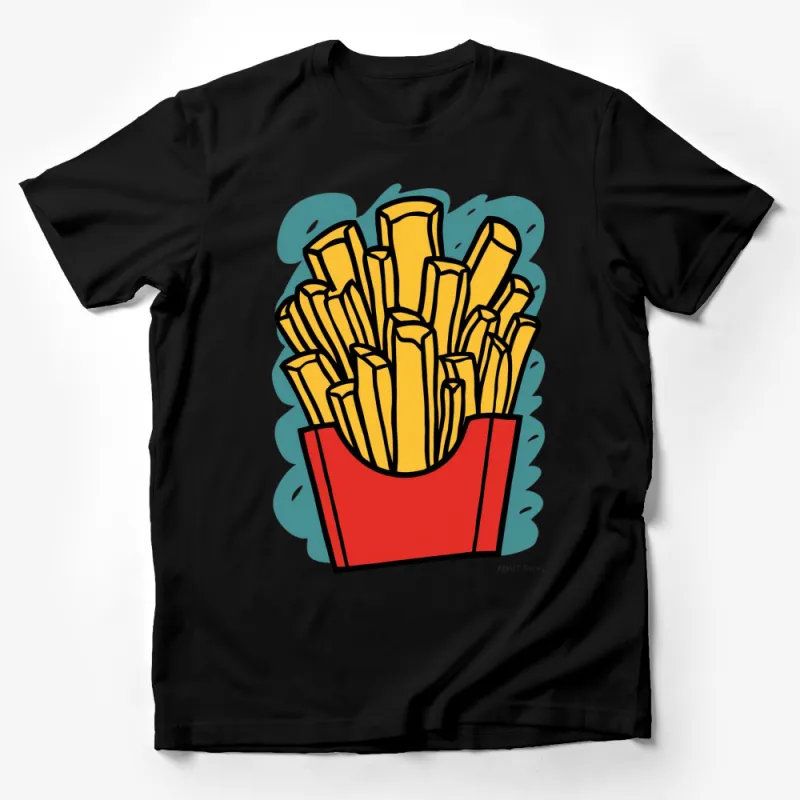 Adult Swim Themed French Fries Graphic T-Shirt, Bold Colors, Fun Casual Wear Male T-Shirt