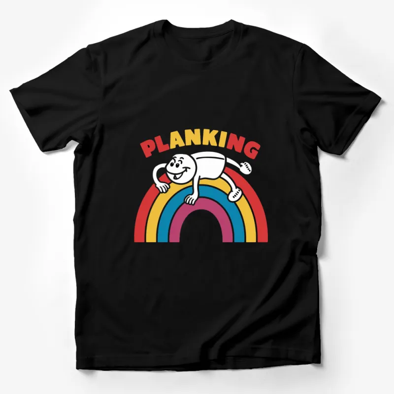 Planking Egg on Rainbow Graphic T-Shirt, Funny Egg Lover Tee, Colorful Casual Shirt Male T-Shirt