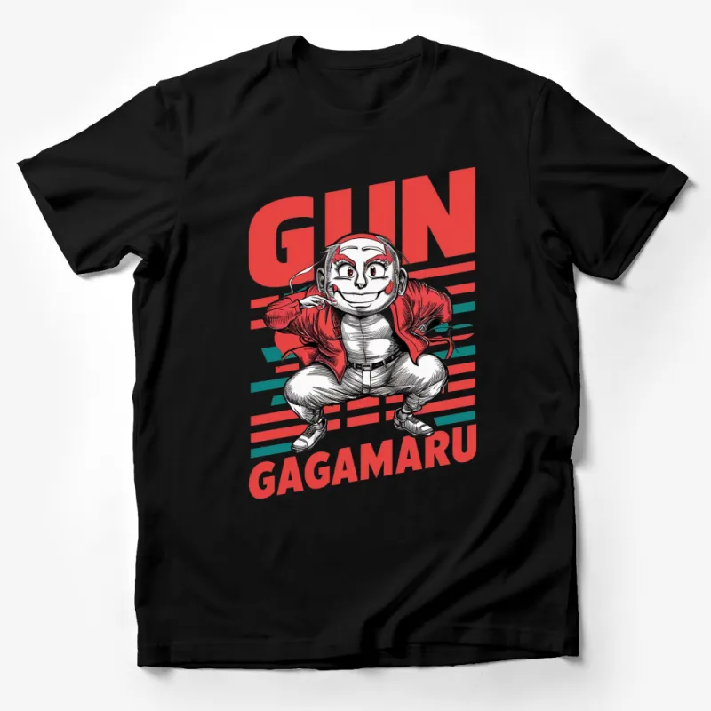 Unique Gun Gagamaru T-Shirt, Bold Red and White Graphic Tee, Manga Artist Inspired Design, Unisex Male T-Shirt