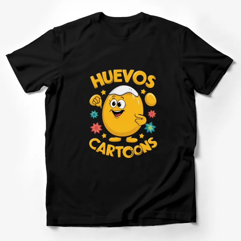 Funny Egg Character Cartoon T-Shirt, Huevos Cartoons Graphic Tee, Unisex Casual Wear Male T-Shirt